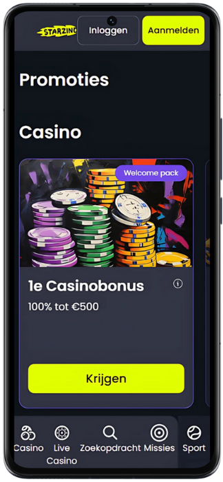 Screenshot Actieve Promoties Starzino