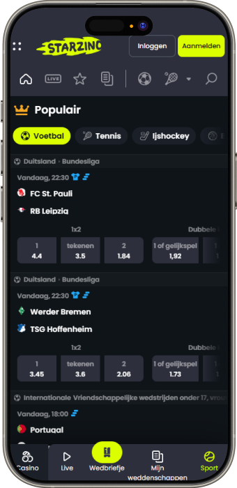 Starzino Schermafbeelding Sport