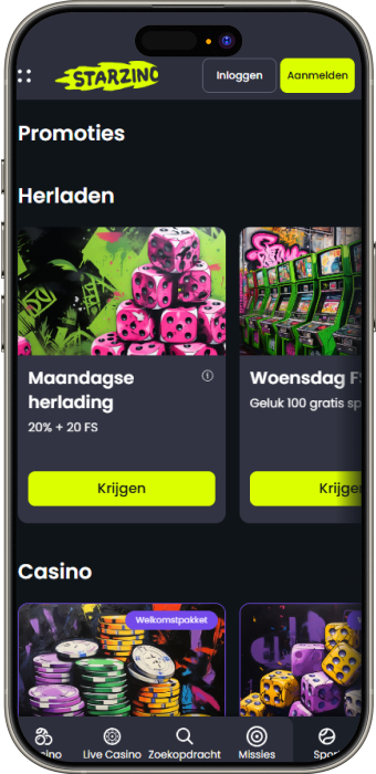 Screenshot Actieve Promoties Starzino