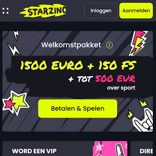 Instructie Bezoek de officiële Starzino website