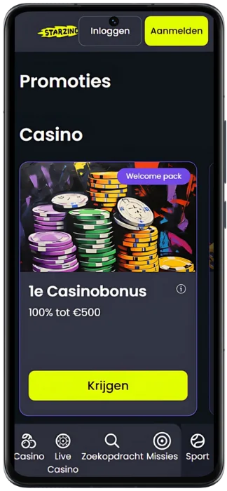 Screenshot Actieve Promoties Starzino